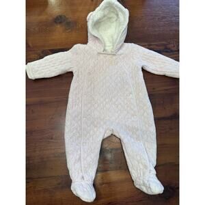 Nordstrom Light Pink Heart Print Bunting Suit 9 months Quilted Bear Suit Warm